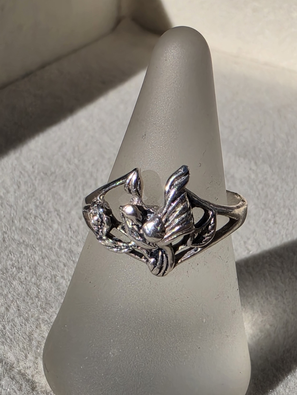 Vintage 925 Sterling Silver Bird Nature Statement Ring - Size 7 • 2.61g